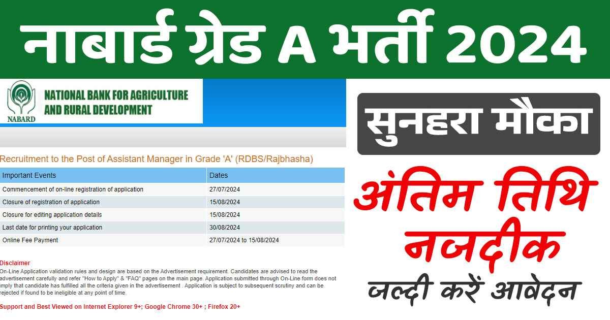 नाबार्ड ग्रेड A भर्ती 2024 में शामिल हों