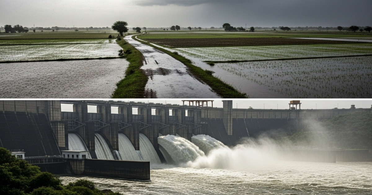 मध्यप्रदेश के खेत और सड़कें बारिश से प्रभावित मध्यप्रदेश के खेत और सड़कें बारिश से प्रभावित