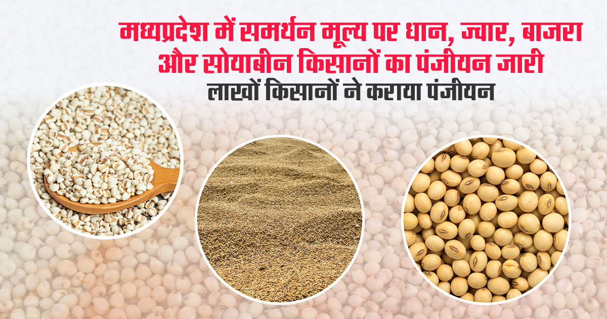 धान, ज्वार और बाजरा के लिए समर्थन मूल्य पंजीयन जारी