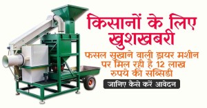 Government offers Subsidy of up to ₹12 lakh on crop drying machines, Learn how to apply