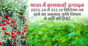 भारत में बागवानी उत्पादन 2023-24 में 353.19 मिलियन टन रहने का अनुमान, कृषि विभाग ने जारी की रिपोर्ट