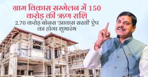 Launch of ₹150 crore loan distribution, ₹2.70 crore bonus, and ‘Awas Sakhi’ app at gram vikas sammelan